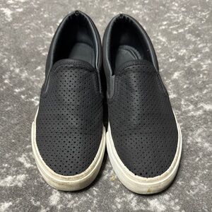 Black Perforated Slip-On Sneakers
